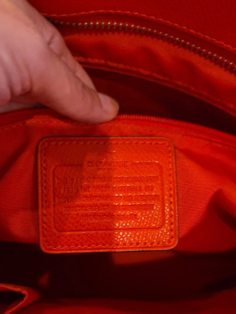 Coach Orange Crossgrain Leather Zip Top Tote with Long Straps